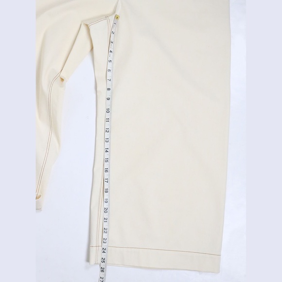 Lafayette 148 Women's Size 16 Stretch Twill Wide Leg Crop Pants Pockets Cream - Picture 10 of 13